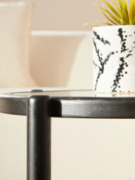 Interiors by Premier Coffee Table Round Cebu Elm Wood & Rattan Black/Natural - thumbnail 4
