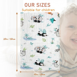 LEBONSOIR Towels, Muslin Cloths for Baby, 5 Pack Burp Cloths for Baby, 100% Cotton 6 Layers Absorbent & Soft & Breathable Baby Muslins Pack, 50x25CM Muslin Squares Baby Essentials for Newborn - Coloured - thumbnail 3