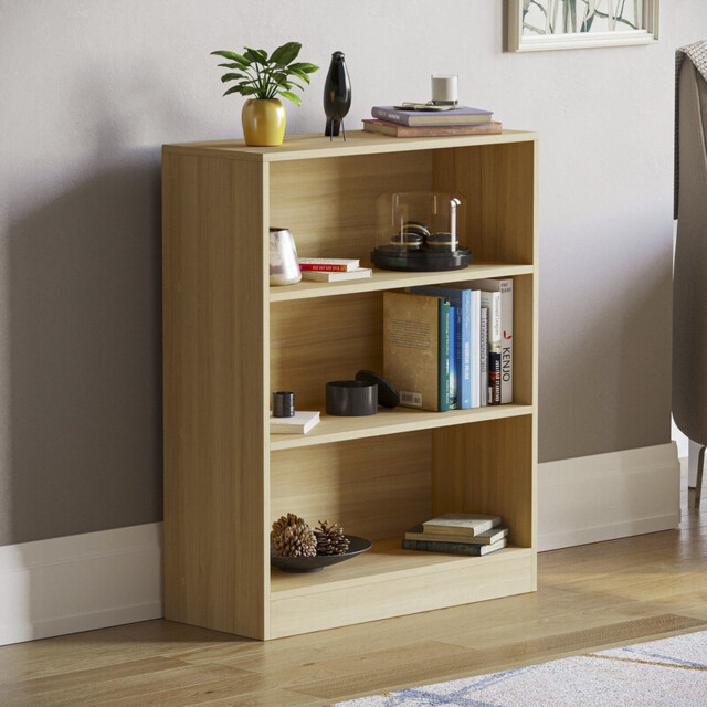 Vida Designs Bookcase Cambridge 3 Shelves Oak Effect - image 1