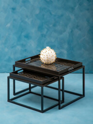 Interiors by Premier Side Tables Nested Celina Square Black/Gold - thumbnail 5