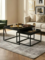 Interiors by Premier Side Tables Nested Celina Square Black/Gold - thumbnail 1