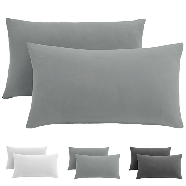 XLLX Basics 50x75cm Pillowcases Set of 2, Super Soft Easy Care Microfiber, Envelope Closure, Light Gray, Pillows Not Included - image 1