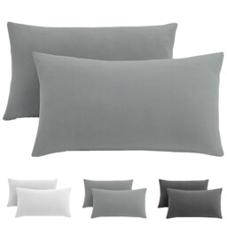 XLLX  Basics 50x75cm Pillowcases Set of 2, Super Soft Easy Care Microfiber, Envelope Closure, Light Gray, Pillows Not Included - thumbnail 1