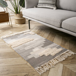 PHANTOSCOPE Ashler Cotton Area Rug Boho Rugs Woven Tassel Indoor Outdoor Carpet Shaggy Tufted Machine Washable Floor Mat Farmhouse Rug for Living Room Bedroom Kitchen Decor Gray 2 x 6 Feet - thumbnail 5