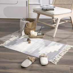 PHANTOSCOPE Ashler Cotton Area Rug Boho Rugs Woven Tassel Indoor Outdoor Carpet Shaggy Tufted Machine Washable Floor Mat Farmhouse Rug for Living Room Bedroom Kitchen Decor Gray 2 x 6 Feet - thumbnail 2