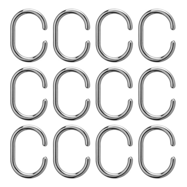 Croydex Shower Curtain Rings C Shape Silver 12pcs - image 1