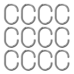 Croydex Shower Curtain Rings C Shape Silver 12pcs - thumbnail 1