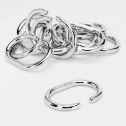 Croydex Shower Curtain Rings C Shape Silver 12pcs - thumbnail 2