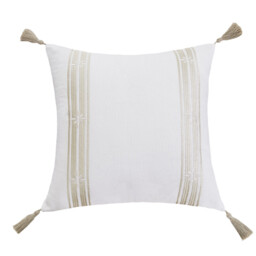 MEROPE Polyester/Cotton Embroidered Cushion Cover, 50x50 cm, White/Beige, Pack of 1 - thumbnail 6