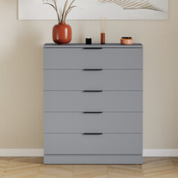 Vida Designs Trega 5 Drawer Chest of Drawers, Grey - thumbnail 2