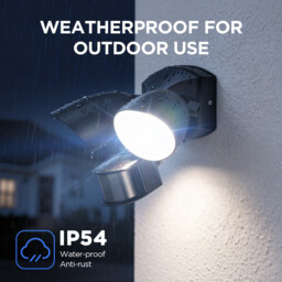 LUTEC 20W LED Security Flood Light, 1700LM 4000K, Outdoor Wall Light with Sensor, Integrated Twin Heads, for Patio, Garden, Yard, Black - thumbnail 4