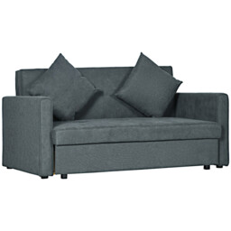 Homcom Sofa Bed 2 Seater Fold Out with 2 Cushions Charcoal - thumbnail 1