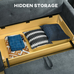 Homcom Sofa Bed 2 Seater Fold Out with 2 Cushions Charcoal - thumbnail 2