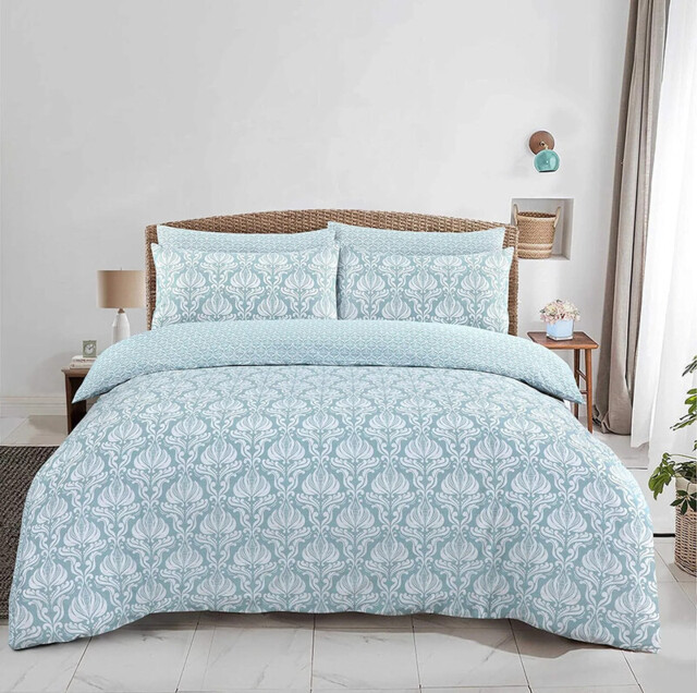 NightComfort Duvet Cover Set Hana Reversible Aqua Double - image 1