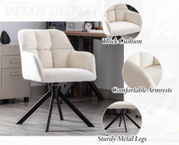 chairus Velvet Desk Chair Upholstered Armchair Home Office Chair 360°Swivel - thumbnail 4