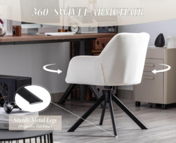 chairus Velvet Desk Chair Upholstered Armchair Home Office Chair 360°Swivel - thumbnail 3