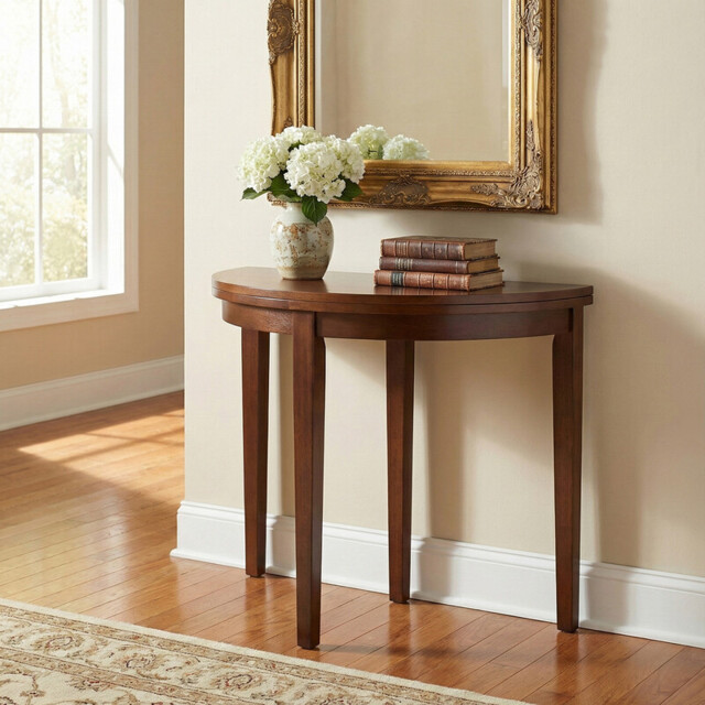 Dining & Console Table Hanover Round/Half Moon Extendable Walnut D:90cm - image 1