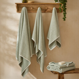 Yard Bath Towel Hebden Waffle Bay Green 70x130cm - thumbnail 4