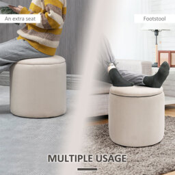HOMCOM Ottomans Storage Nested Textured Cream 2 Pcs - thumbnail 7