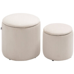 HOMCOM Ottomans Storage Nested Textured Cream 2 Pcs - thumbnail 1