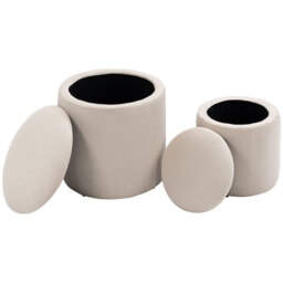 HOMCOM Ottomans Storage Nested Textured Cream 2 Pcs - thumbnail 2