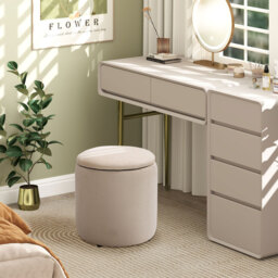 HOMCOM Ottomans Storage Nested Textured Cream 2 Pcs - thumbnail 5