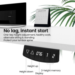 JoySelect Electric Standing Desk 120*60 cm, White, 72–118 cm, 70 kg Load Capacity, Digital Control Panel, CE & European Standard Certified, for Office, Study & Gaming - thumbnail 2