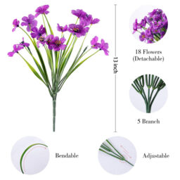 4Pcs 13in/33cm Artificial Flowers for Outdoor,No Fade Fake Plastic Flowers Faux Plants for Decoration Hanging Planters Indoor Outside Garden Porch Window Box Home Wedding Farmhouse(fuchsia) - thumbnail 2