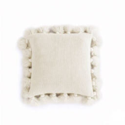 MEROPE, Acrylic Knit/Fringed Cushion Cover, 50x50cm, white, 1pack - thumbnail 5