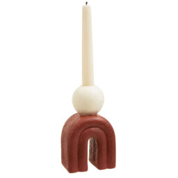 Interiors by Premier Candle Holder Tapered Utica Red Base/Cream