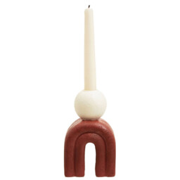 Interiors by Premier Candle Holder Tapered Utica Red Base/Cream - thumbnail 3