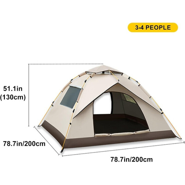 VXOYO Inflatable 2-4 Person 3-Second Auto-Open Waterproof Camping Tent with Carry Bag - 2 Doors & 2 Windows, Silver-Coated 190T Polyester, Size 210x200x135cm, Weight 3kg - image 1