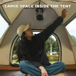 VXOYO Inflatable 2-4 Person 3-Second Auto-Open Waterproof Camping Tent with Carry Bag - 2 Doors & 2 Windows, Silver-Coated 190T Polyester, Size 210x200x135cm, Weight 3kg - thumbnail 6