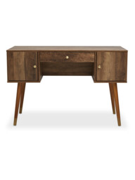 Interiors by Premier Desk Frida 1 Drawer 2 Doors Light Walnut - thumbnail 4