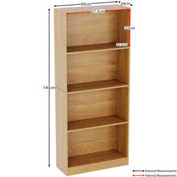 Vida Designs Bookcase Cambridge 4 Shelves Oak Effect Large - thumbnail 6