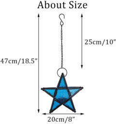 White Label Blue Glass Star Lantern Hanging Ornaments Set of 1 - thumbnail 4