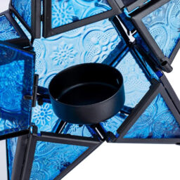 White Label Blue Glass Star Lantern Hanging Ornaments Set of 1 - thumbnail 2