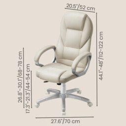 JOYFURNOS Ergonomic Desk Chair, Adjustable Swivel Office Chair with Silent Wheels, 73x70x(112-122)cm, for Home Workspace, White - thumbnail 6