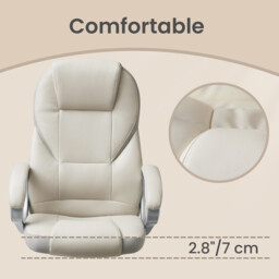 JOYFURNOS Ergonomic Desk Chair, Adjustable Swivel Office Chair with Silent Wheels, 73x70x(112-122)cm, for Home Workspace, White - thumbnail 7