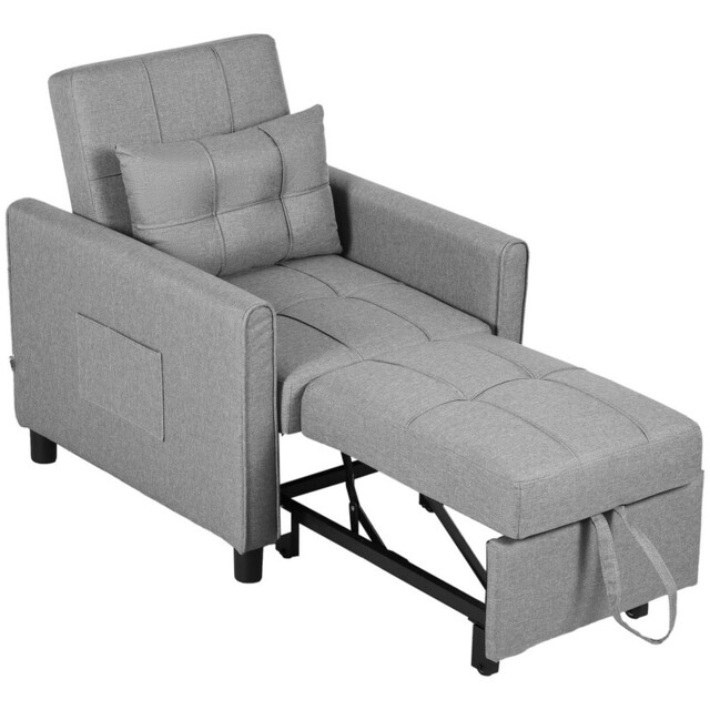 HOMCOM Sofa Bed 1 Seater Fold Out Grey - image 1