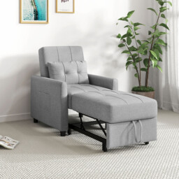 HOMCOM Sofa Bed 1 Seater Fold Out Grey - thumbnail 5