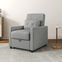 HOMCOM Sofa Bed 1 Seater Fold Out Grey - thumbnail 4