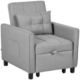 HOMCOM Sofa Bed 1 Seater Fold Out Grey - thumbnail 3