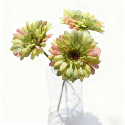 3Pcs 9.05in/23cm Artificial Silk Gerbera Flowers Wedding Home verandahs Table Decor Fake Daisy Chrysanthemum Party Home Decoration(green) - thumbnail 5