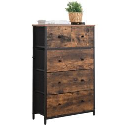 Tall Dresser, 5 Fabric Drawers, Wood Effect & Black - thumbnail 4