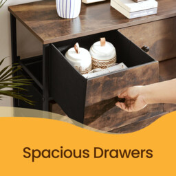Tall Dresser, 5 Fabric Drawers, Wood Effect & Black - thumbnail 2