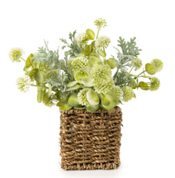 Candlelight Artificial Jonquil in Woven Basket 28cm - thumbnail 1