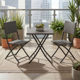 Garden Vida Capri 2 Seater Rattan Bistro Set, Grey - thumbnail 2