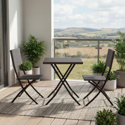 Garden Vida Capri 2 Seater Rattan Bistro Set, Grey - thumbnail 2