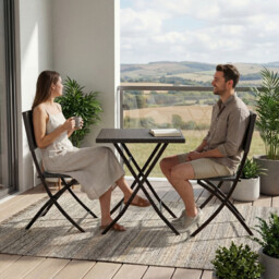Garden Vida Capri 2 Seater Rattan Bistro Set, Grey - thumbnail 6